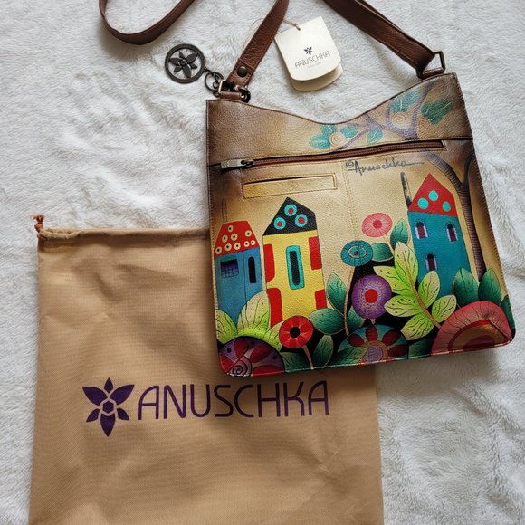 Anuschka Hand Painted Leather Crossbody Purse - Picture 6 of 6
